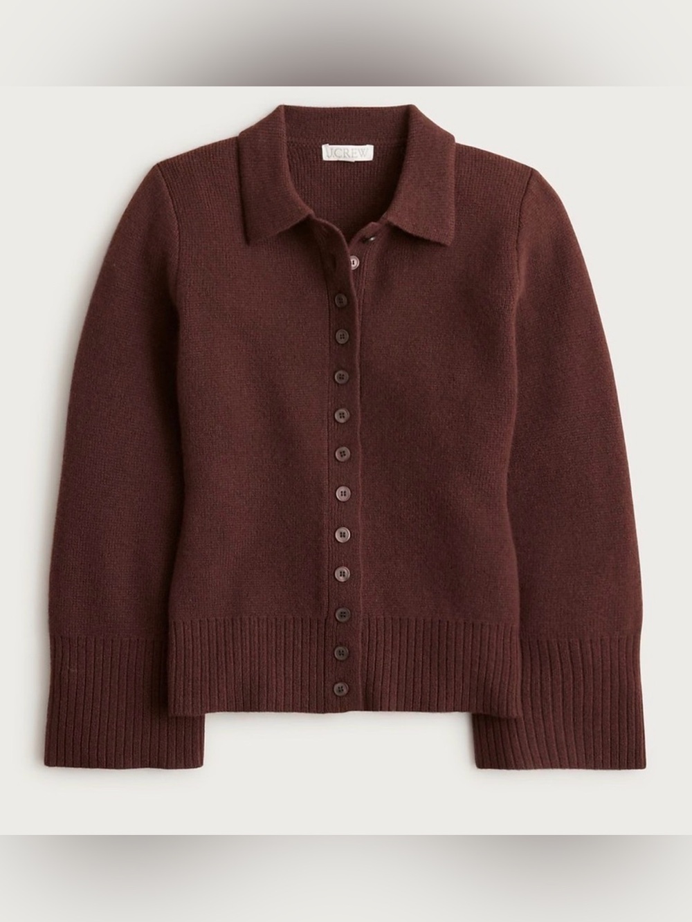 J.Crew Milano-Stitch Cinched-Waist Cardigan Lambswool Brown XS NWT - Picture 7 of 10
